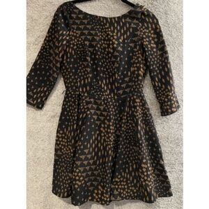 ANTHROPOLOGIE ARK & Co. Fit Flare Dress Black Gold Size Small